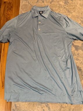 FootJoy Men's Sky Blue Thin-Stripe Golf Polo